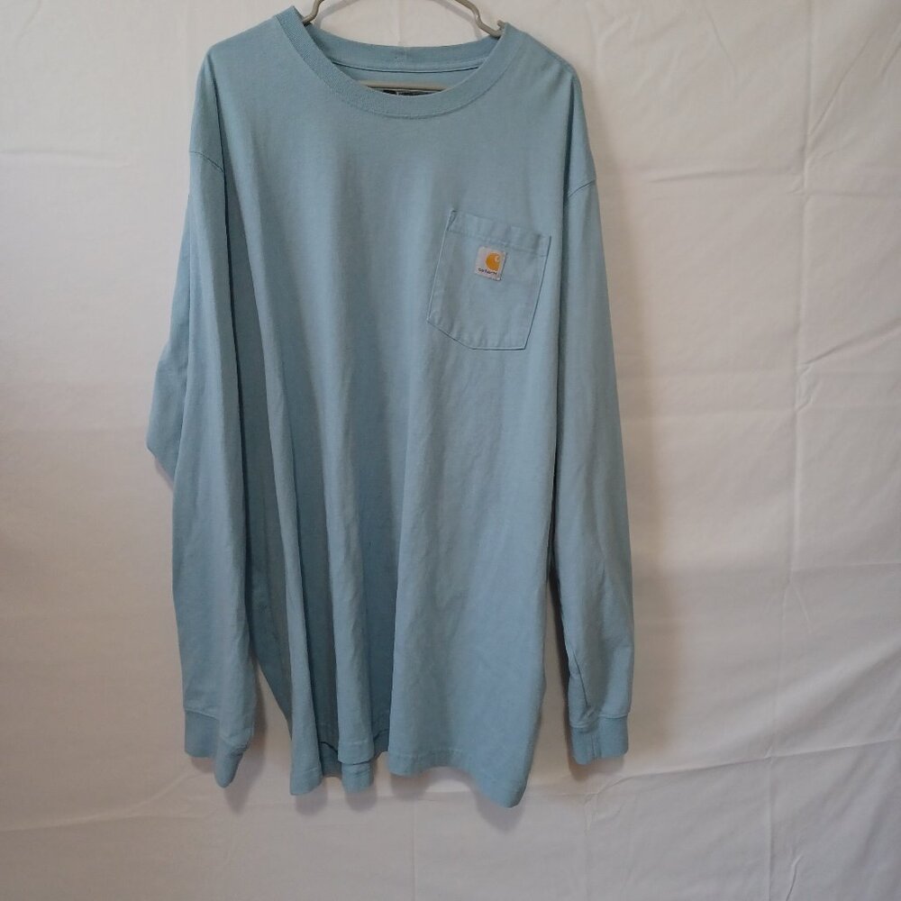 Carhartt men‎ light blue long sleeve shirt crew neck loose fit sz 2XL